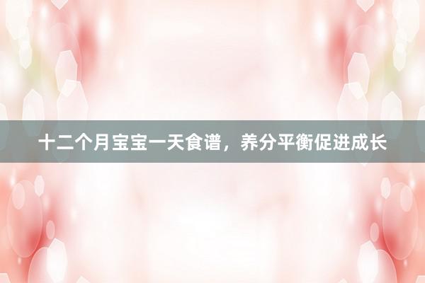 十二个月宝宝一天食谱，养分平衡促进成长